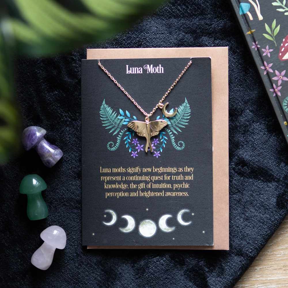 Something Different - Luna Moth Card with necklace Grußkarte - Mehrfarben